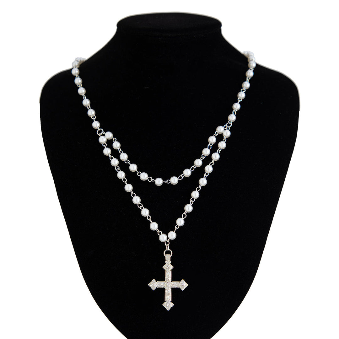 Matteo Pearl Cross Necklace