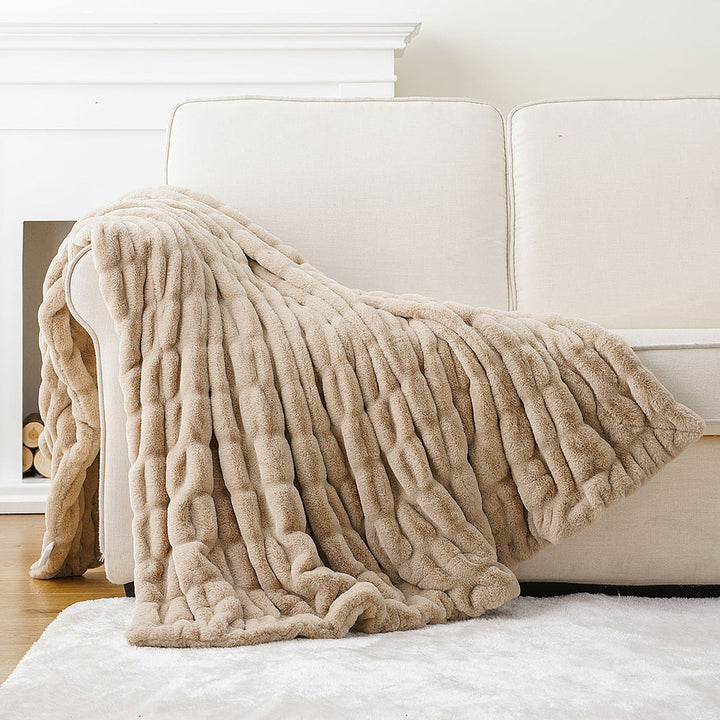 Basilio Faux Rabbit Fur Blanket Throw