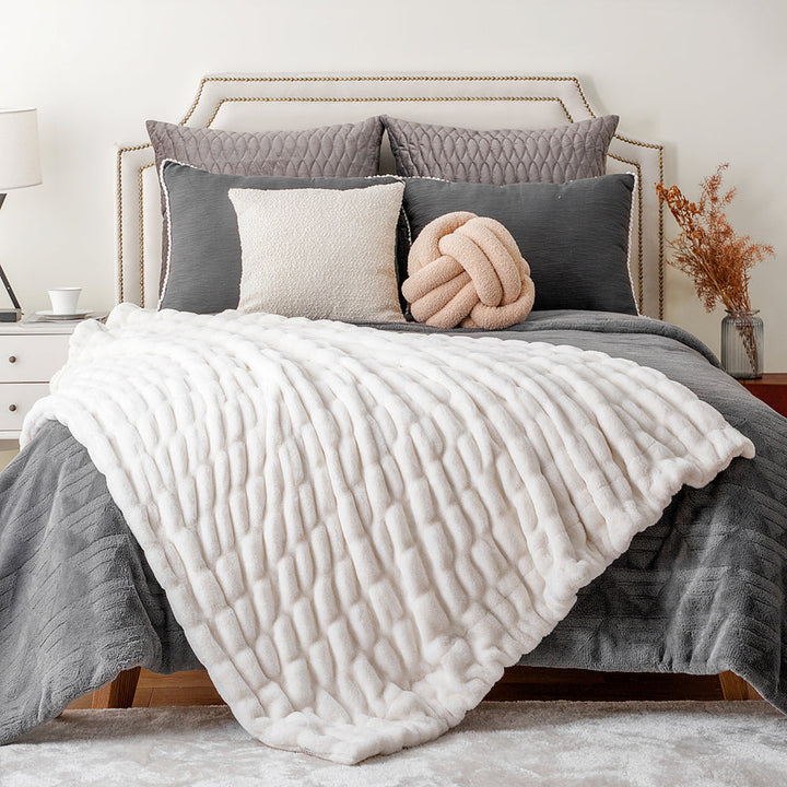 Basilio Faux Rabbit Fur Blanket Throw