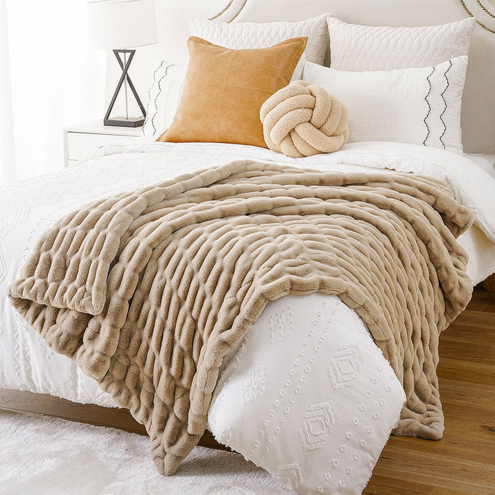 Basilio Faux Rabbit Fur Blanket Throw