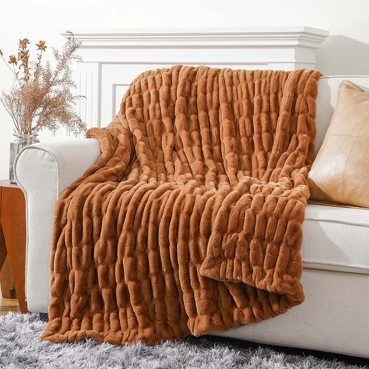 Basilio Faux Rabbit Fur Blanket Throw