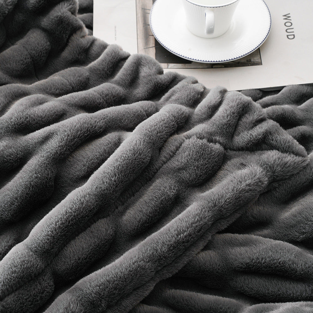 Basilio Faux Rabbit Fur Blanket Throw