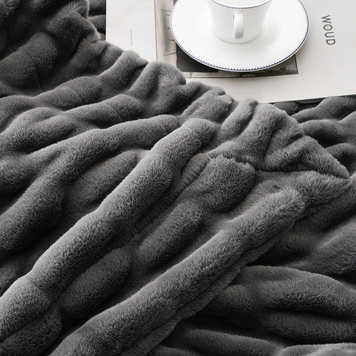 Basilio Faux Rabbit Fur Blanket Throw