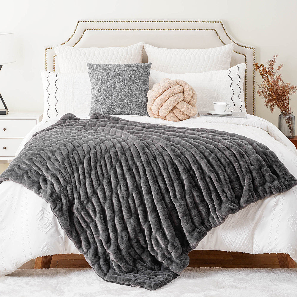 Basilio Faux Rabbit Fur Blanket Throw