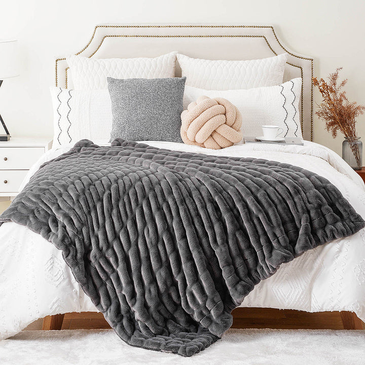 Basilio Faux Rabbit Fur Blanket Throw