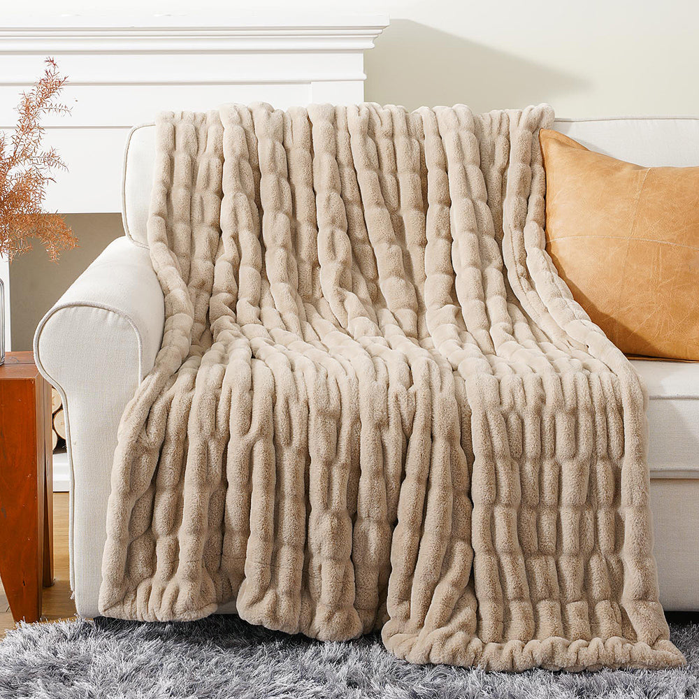 Basilio Faux Rabbit Fur Blanket Throw