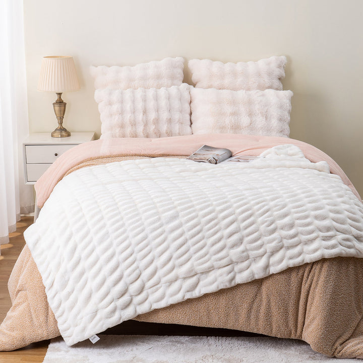 Basilio Faux Rabbit Fur Blanket Throw