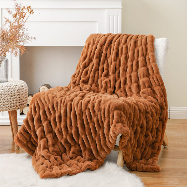 Basilio Faux Rabbit Fur Blanket Throw