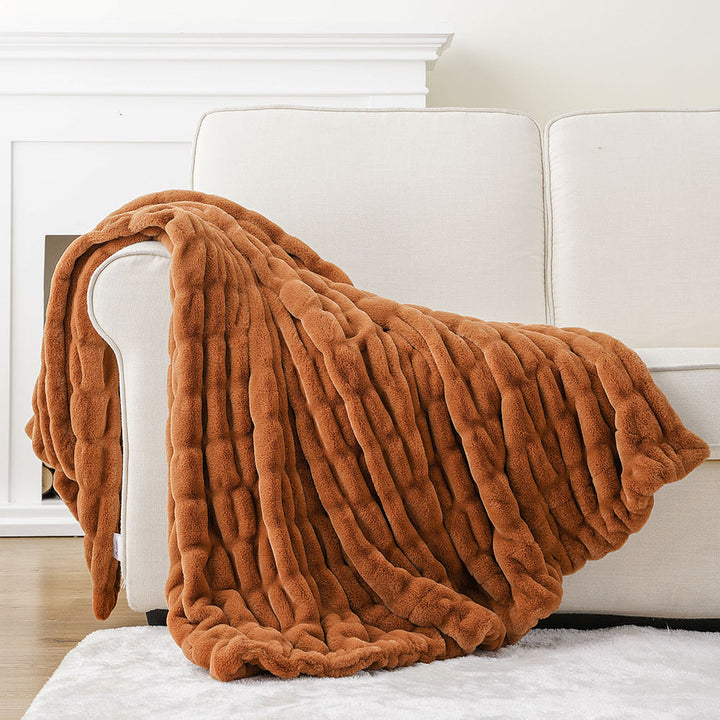 Basilio Faux Rabbit Fur Blanket Throw
