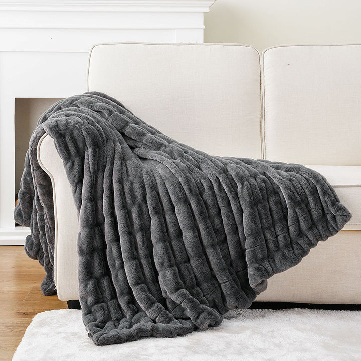 Basilio Faux Rabbit Fur Blanket Throw