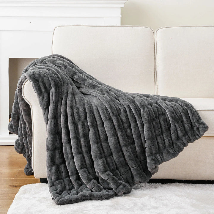 Basilio Faux Rabbit Fur Blanket Throw