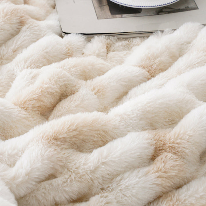 Basilio Faux Rabbit Fur Blanket Throw